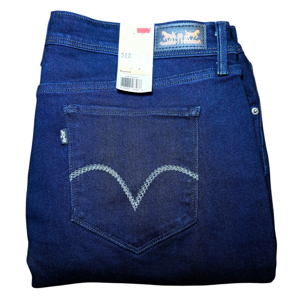 Levis 512 Perfectly Shaping Bootcut Jeans Womens 20W M Dark Wash‎ Indigo New